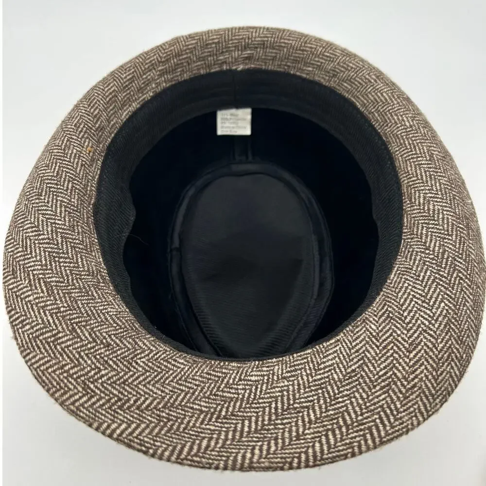 Isaac Shalom Vintage 90s Herringbone Fedora Hat Unisex One Size 23
